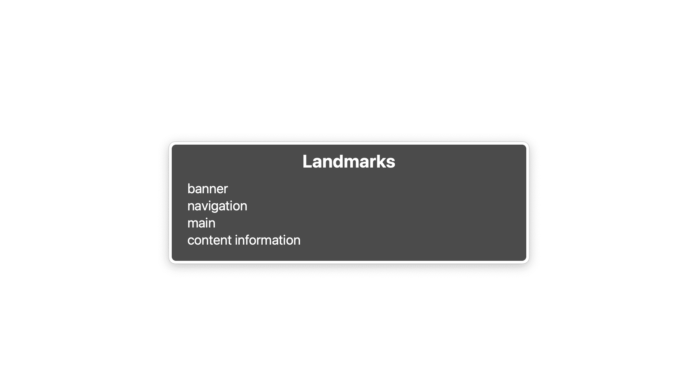 Lista 4 punktów orientacyjnych: baner, nawigacja, główne, informacje o treści.