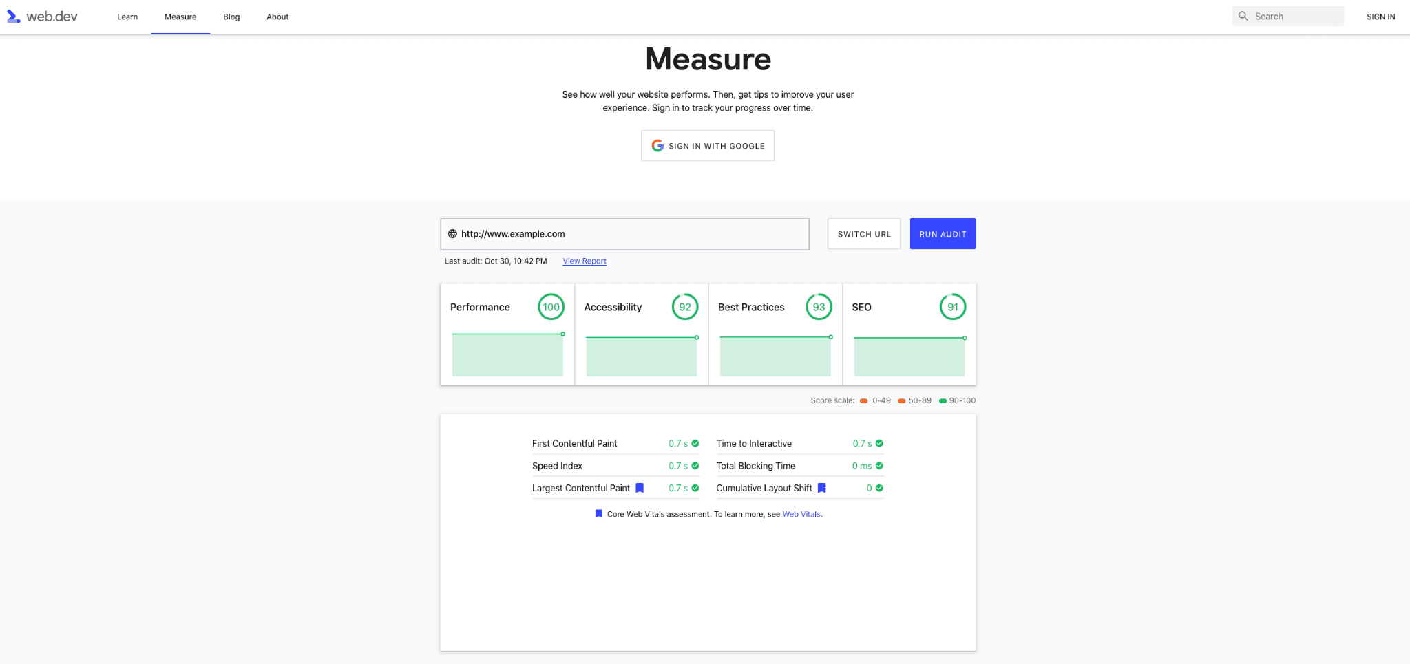 Ancienne version de la page de mesure.