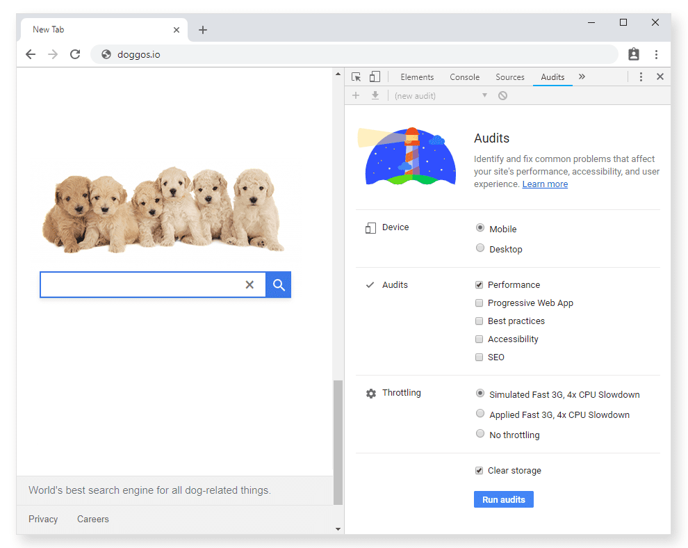 Chrome DevTools में लाइटहाउस पैनल
