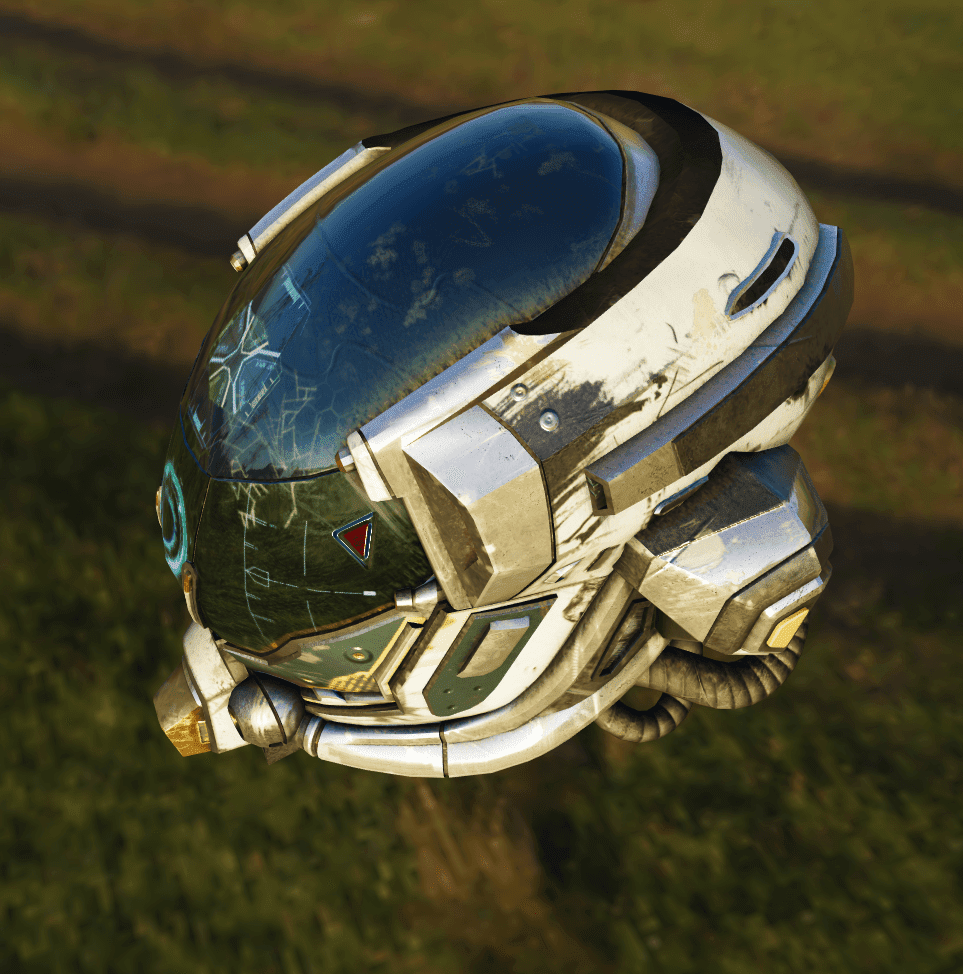 Un modelo 3D de un casco usado.