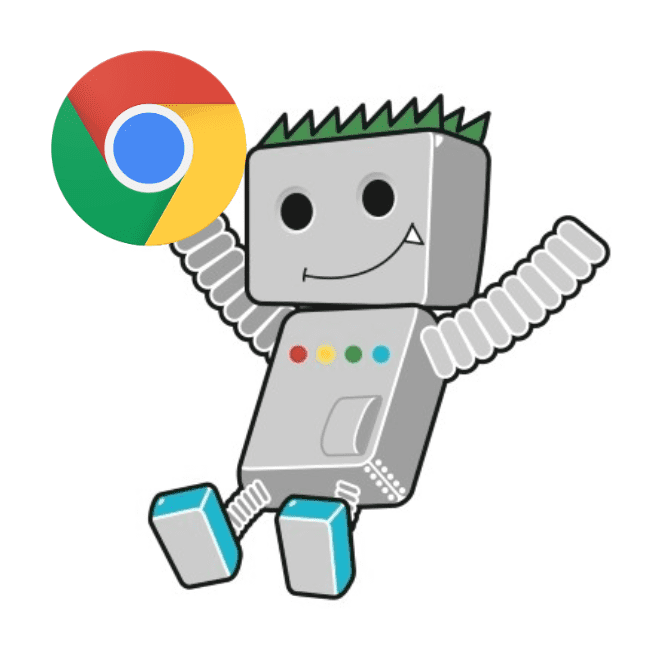 Googlebot trzymający logo Chrome