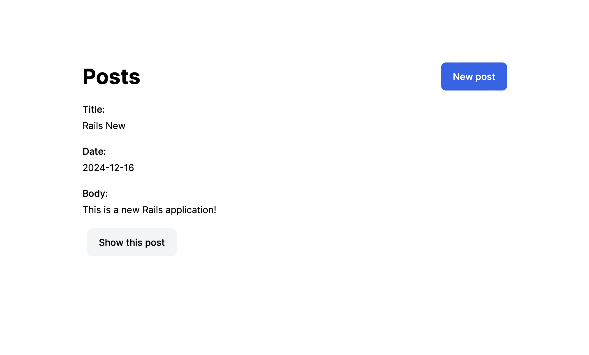 Un blog de Ruby on Rails iniciado desde la línea de comandos que se ejecuta en el navegador.