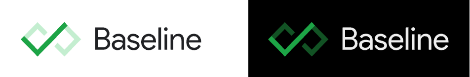 Two green logos with the word Baseline, shown on a white and black background.