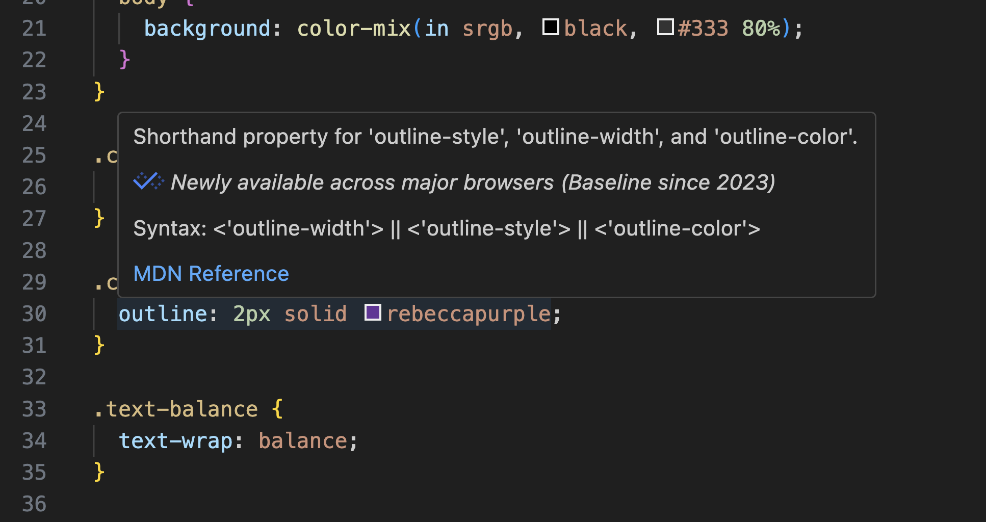 VSCode&#39;da temel durumu gösteren bilgi kutucuğu.