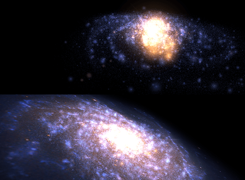 Verschiedene Darstellungen einer Galaxie.