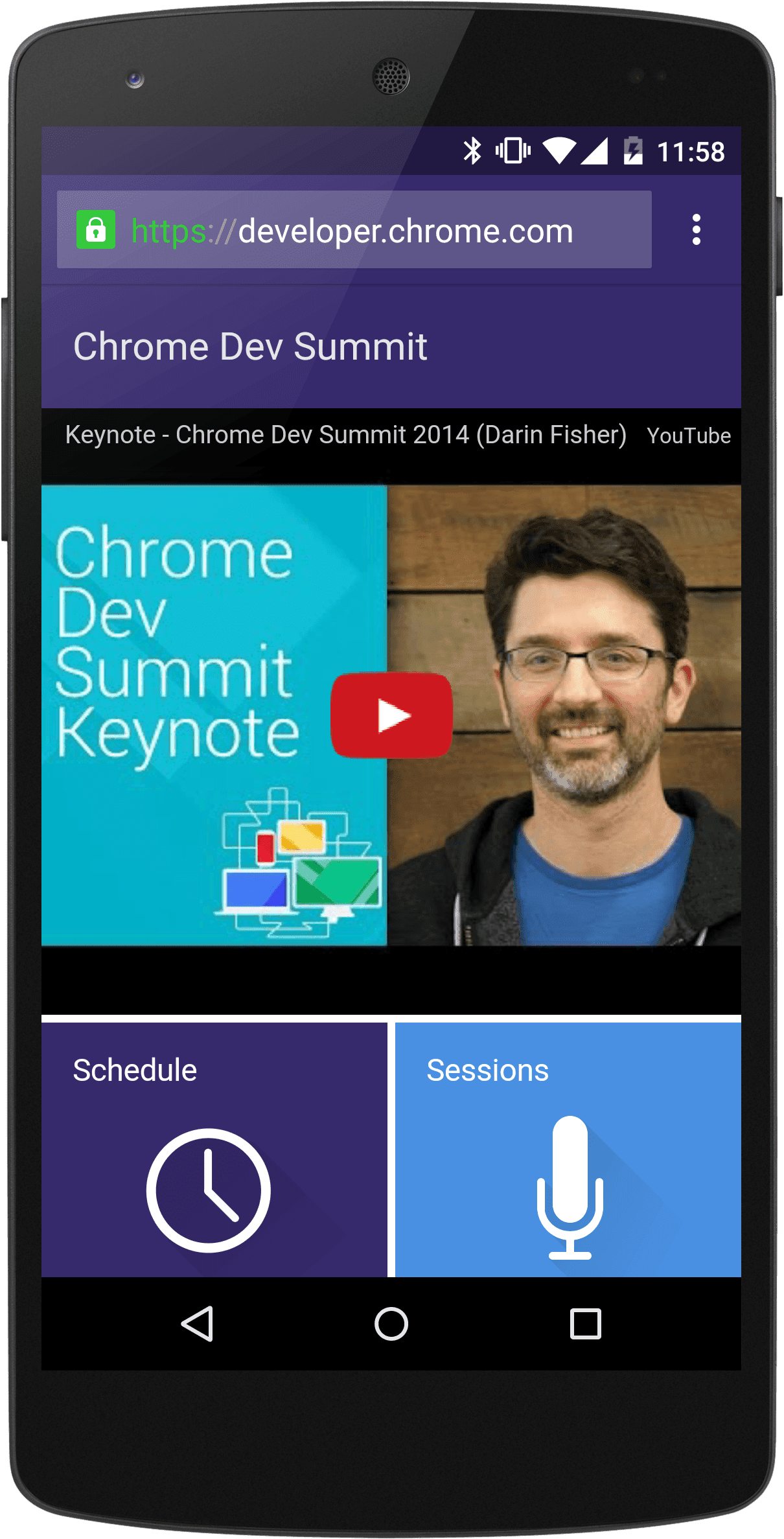 Chrome Dev Summit 2014 की वेबसाइट का स्क्रीनशॉट