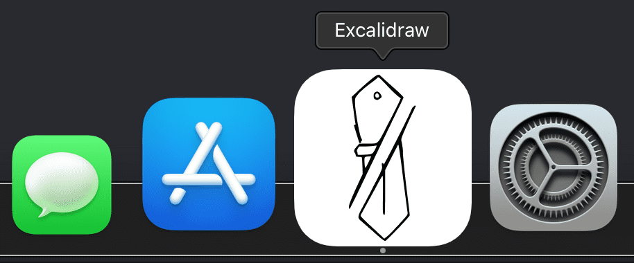 macOS Dock पर Excalidraw आइकॉन.