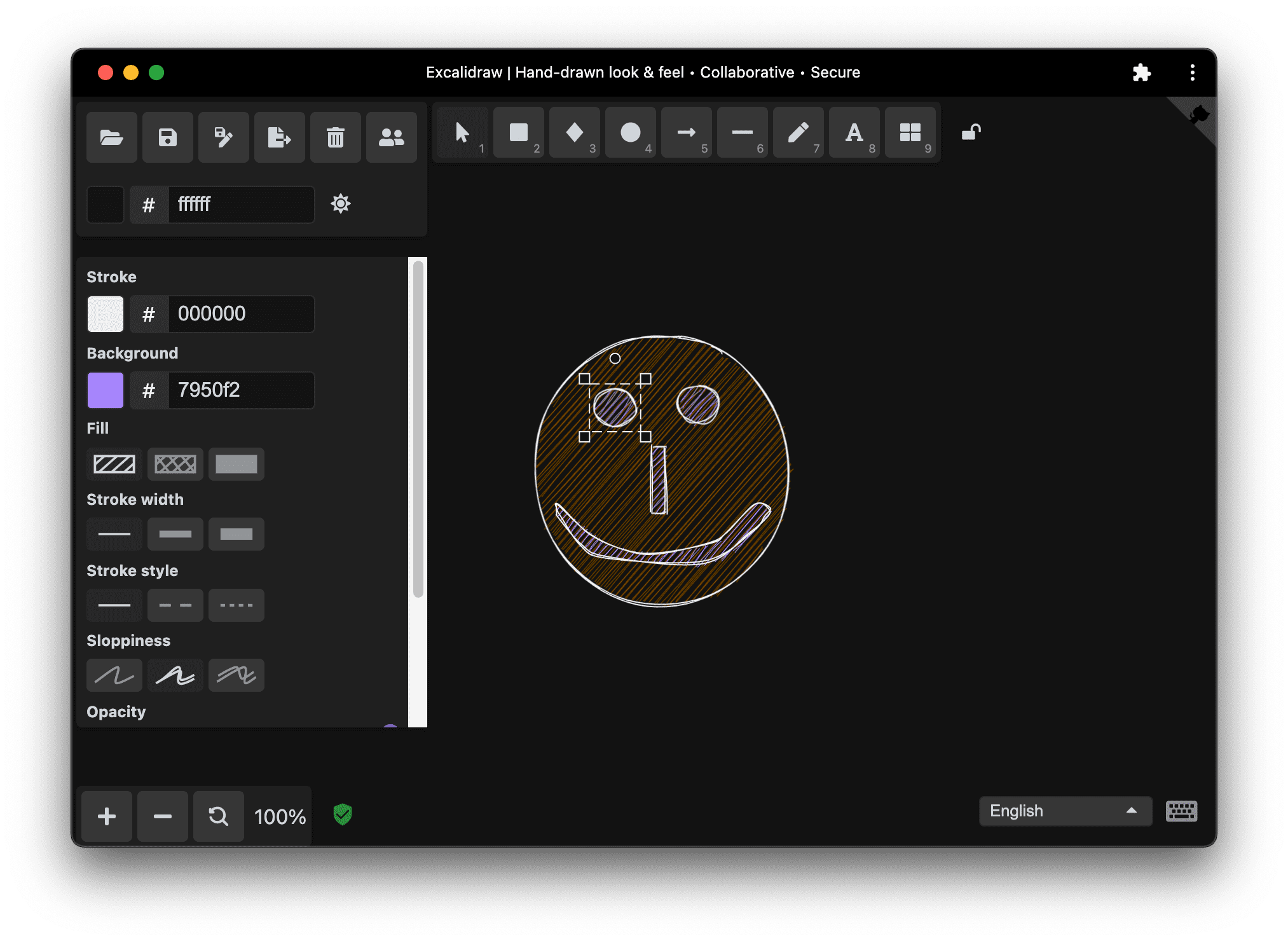 يعمل ExcaliDraw في نافذته الخاصة.