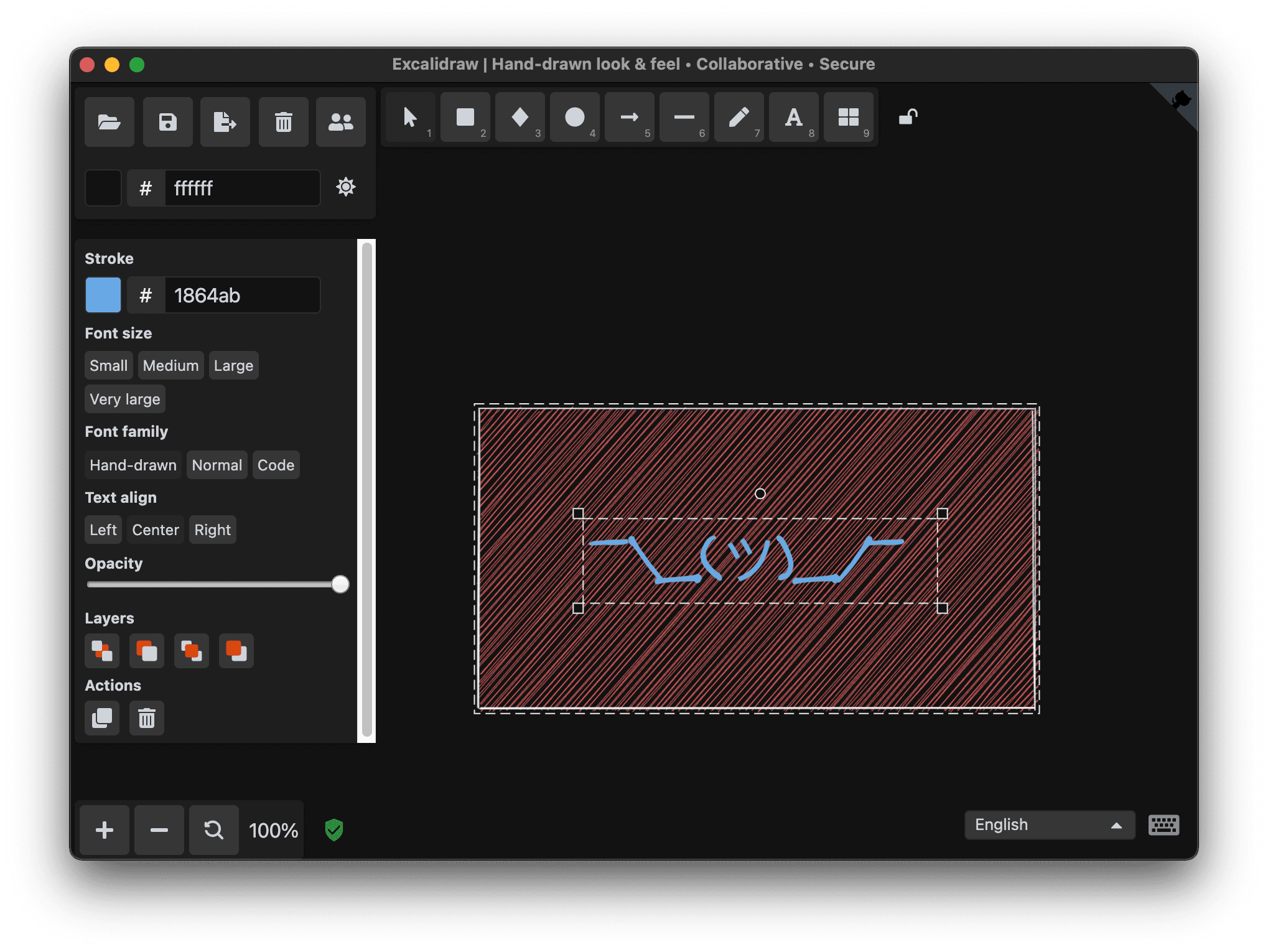 Electron रैपर में चल रहा Excalidraw डेस्कटॉप ऐप्लिकेशन.