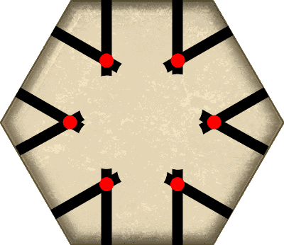 Pontos de controle no bloco hexagonal