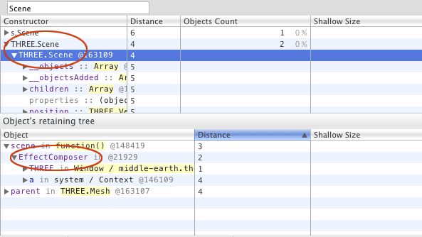 La scène a été référencée dans EffectComposer.