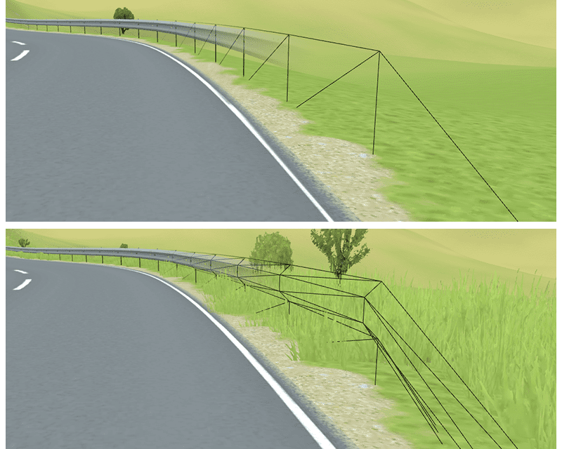 「Slow Roads」で、手続きによって生成されるジオメトリの品質をユーザーのパフォーマンス ニーズに動的に対応させる方法を示す比較。