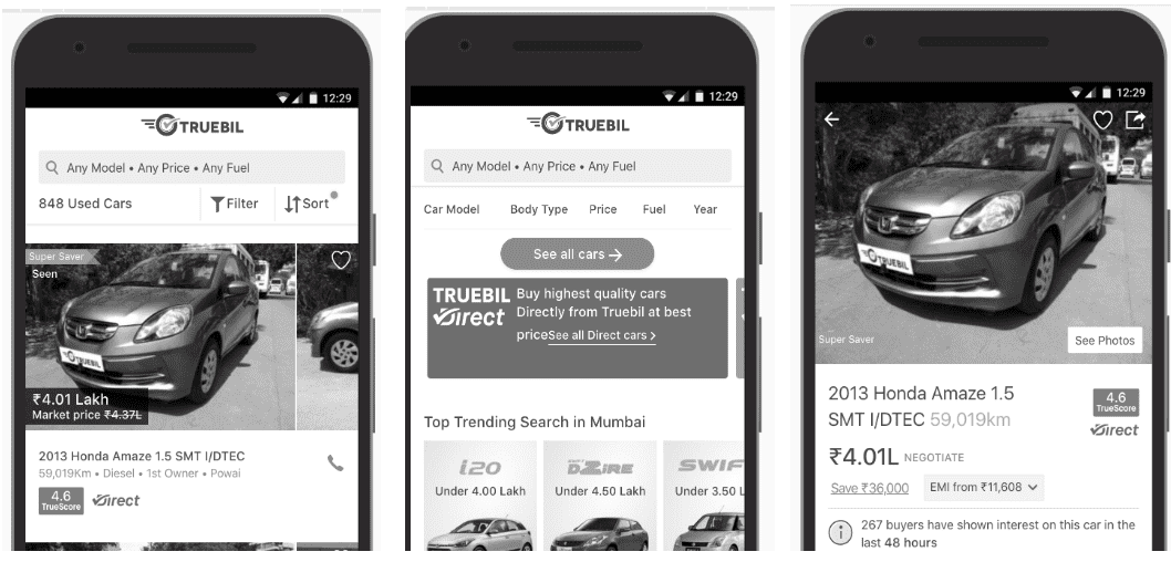 Скриншот приложения Truebil Lite в автономном режиме.