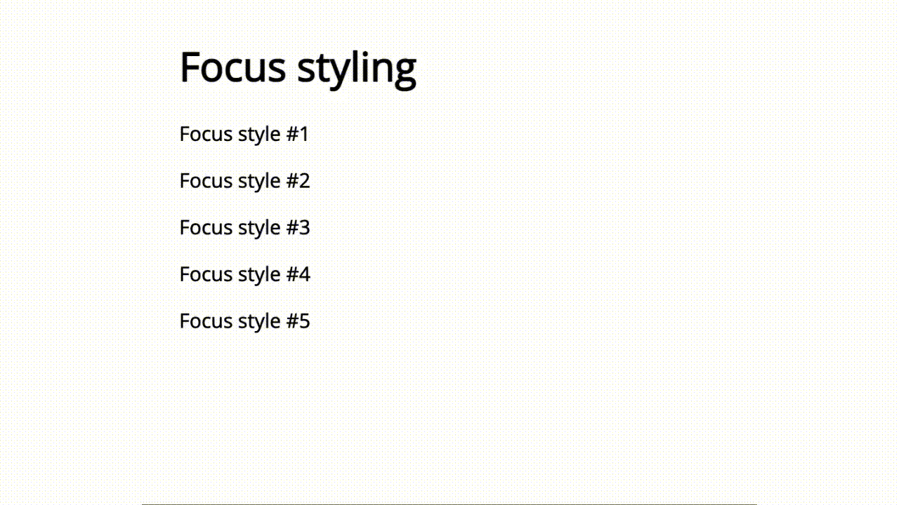 CSS に示されているフォーカス スタイル。