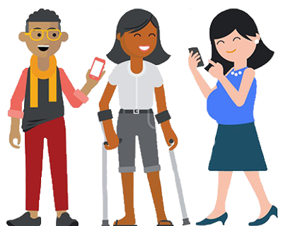 三位代表暫時性和情境性障礙的人士,例如孕婦和使用拐杖的人。