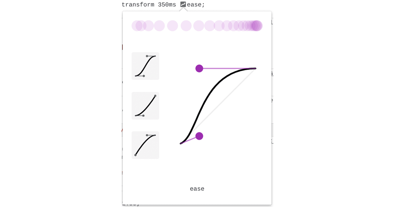 Chrome 开发者工具中的视觉转换时间编辑器。