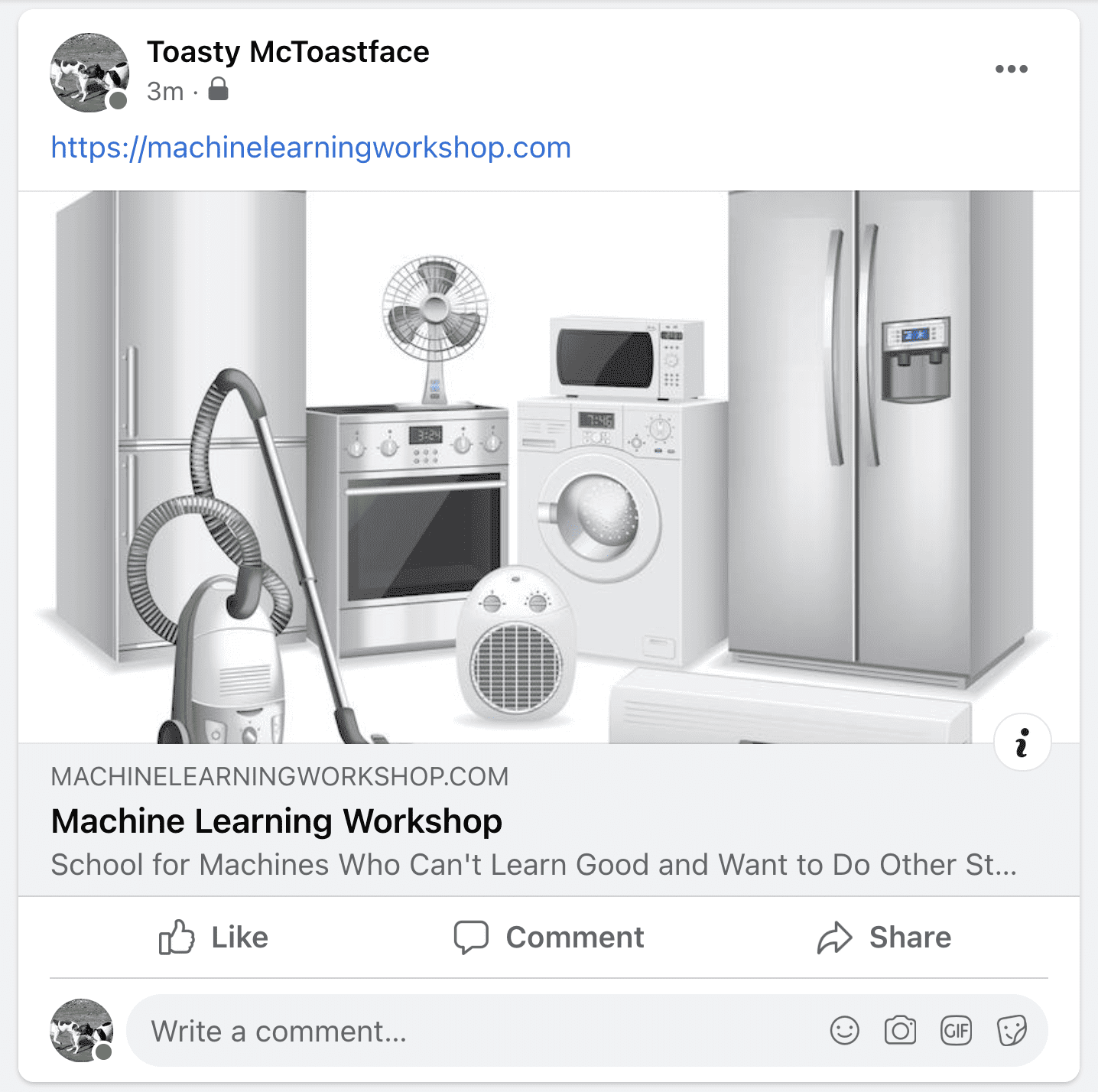 การ์ด Facebook สำหรับ Machine Learning Workshop
