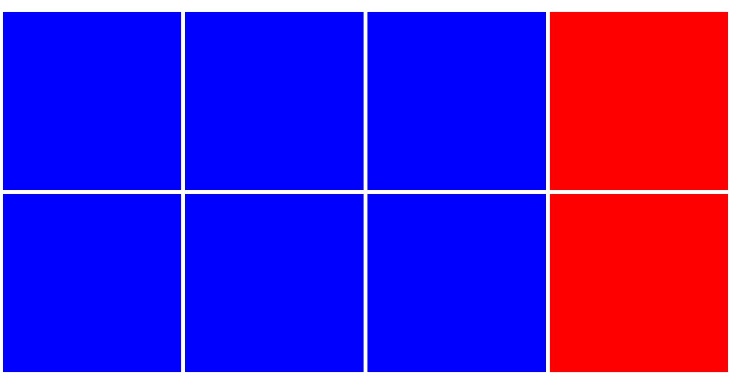 Cuadros horizontales de color azul uniforme a rojo