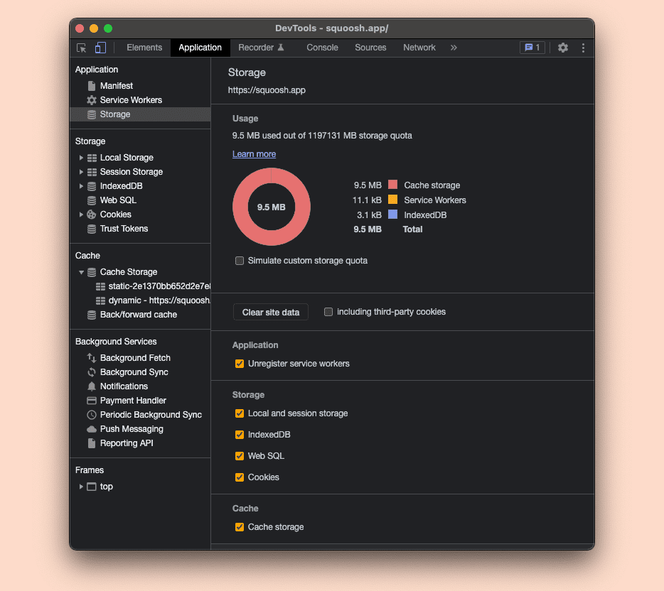 Debug del manifest dell&#39;app web in Chromium DevTools.