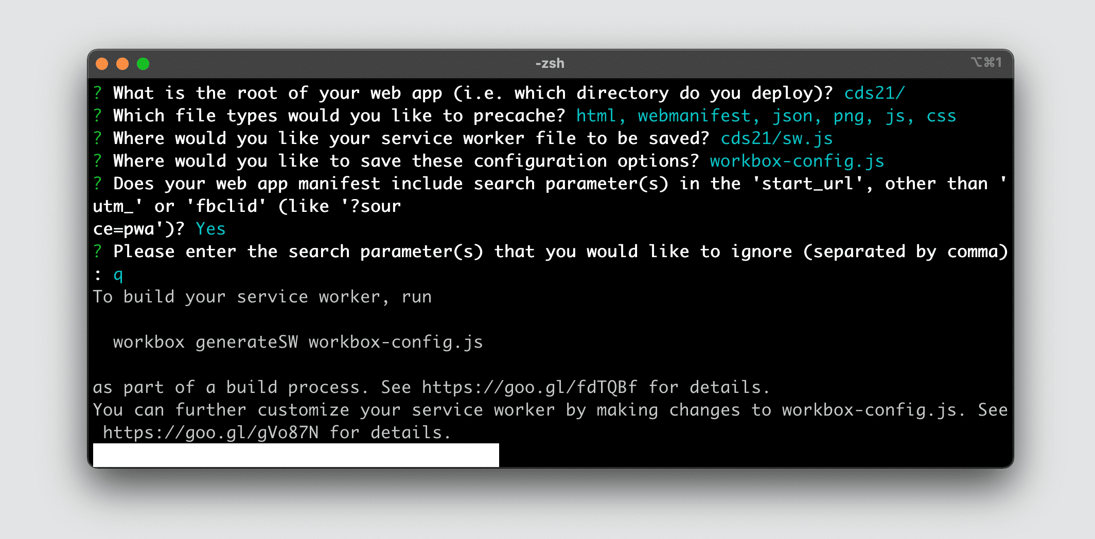 CLI da caixa de trabalho em ação em um terminal