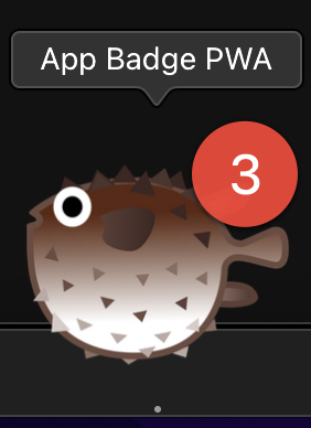 実際のアイコンをバッジ値として数字 3 で表示しているアプリアイコン。