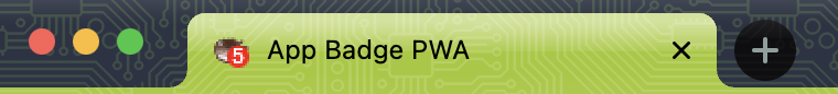 Favicon affichant l&#39;icône réelle avec le chiffre 5 comme valeur du badge.