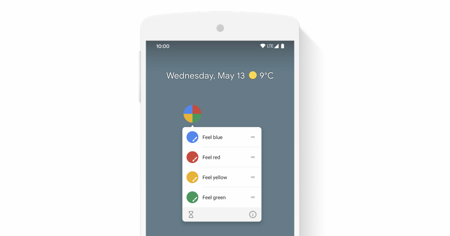 Un menu delle scorciatoie app aperto su Android.